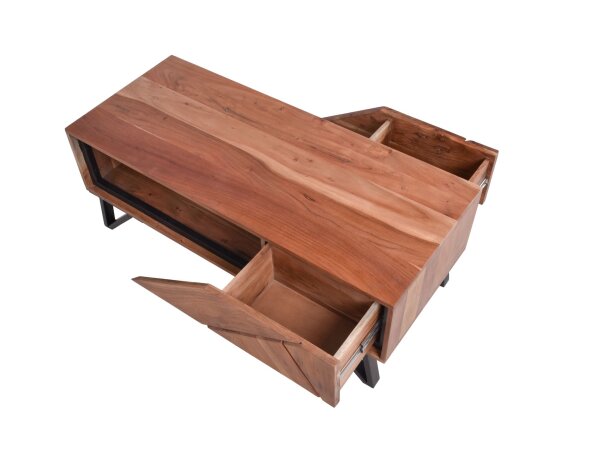 Couchtisch 120 cm Holz Metall mit Schubladen MONRO