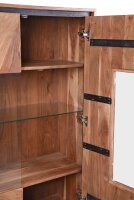 Vitrine Holz Glas Metall 150 cm hoch Natur Schwarz Modern