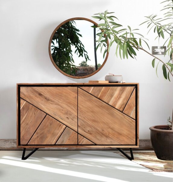 Sideboard Holz Metall 120cm breit Akazie Modern MONRO