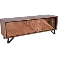 Modernes TV Lowboard mit Beleuchtung 150 cm Holz Glas Metall