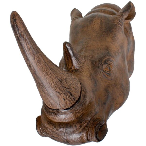 Wandskulptur Nashorn Kopf Polyresin B: 61 cm Braun künstlich