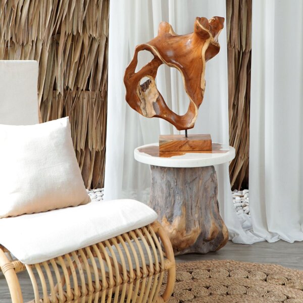 Massive Teak Holz Statue 85 cm hoch Unikat Handarbeit