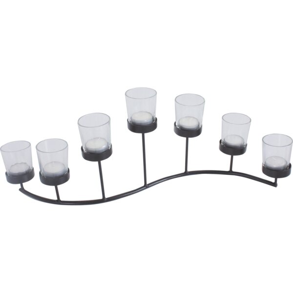 Kerzenständer Schwarz Glas Stahl B: 66 cm für Teelichter