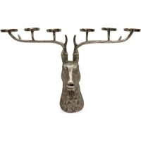 Kerzenhalter Tisch 89 cm lang Hirsch Design in Silber