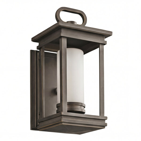 Dekorative Wandlaterne in Bronze Opalglas außen