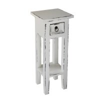 Beistelltisch mit Schublade Mahagoni Holz Shabby Weiß