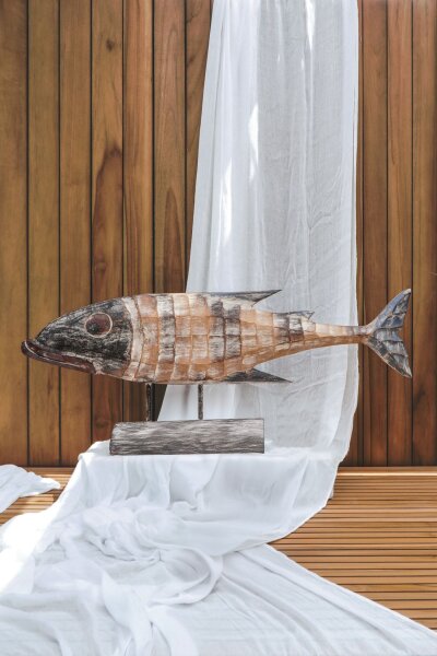 Wand Deko Holz Fisch 100 cm lang Handarbeit Shabby