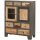 Sideboard Holz Glas 118 cm hoch Grau Natur Schwarz