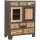 Sideboard Holz Glas 118 cm hoch Grau Natur Schwarz
