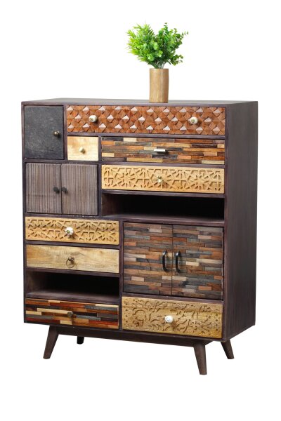 Dekoratives Sideboard Holz MDF 121 cm hoch Bunt Modern