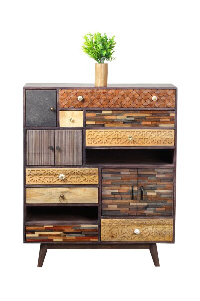 Dekoratives Sideboard Holz MDF 121 cm hoch Bunt Modern