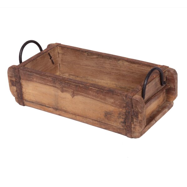 Dekoschale Holz Eisen mit Griffen Industrial L: 33 cm