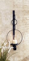 Wandkerzenhalter Schwarz 52 cm hoch aus Eisen Glas Rustikal