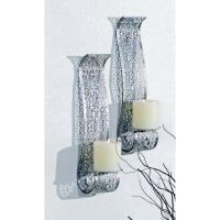Wandkerzenhalter 2er Set H: 37,5 cm Stahl in Silber
