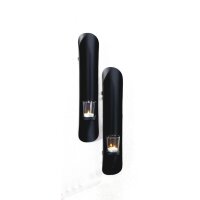 Wandkerzenhalter 2er Set Schwarz Metall Glas H: 41,5 cm...