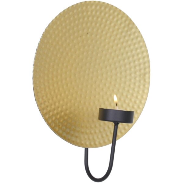 Wandkerzenhalter 2er Set B: 18 cm rund in Gold Schwarz