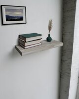 Wandregal schwebend 80 cm Holz Optik Grau MDF Kunststoff