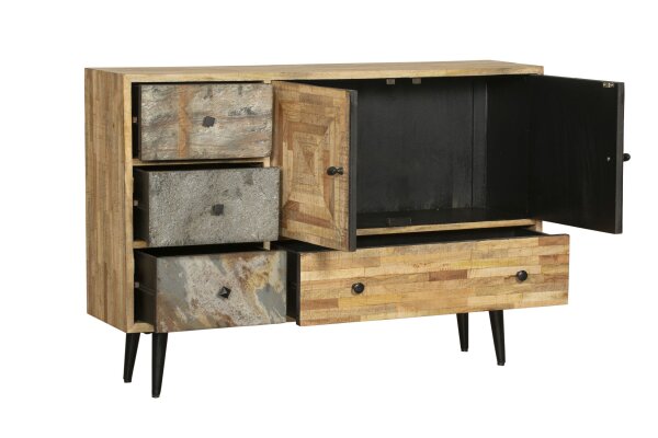 Sideboard Holz Stahl B: 117 cm mit Schubladen Türen