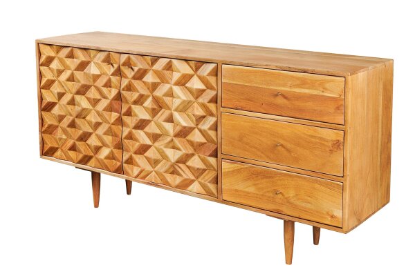 Sideboard Akazienholz Metall 145 cm mit Schubladen MALI