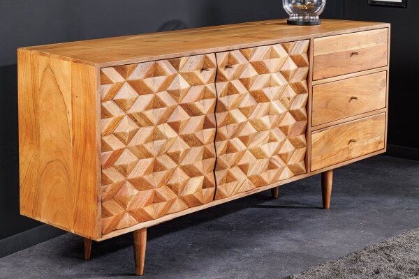Sideboard Akazienholz Metall 145 cm mit Schubladen MALI