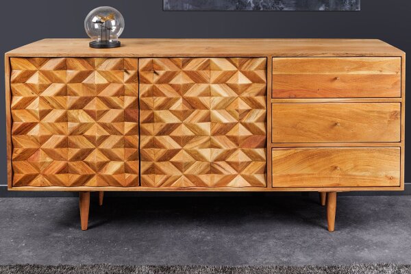Sideboard Akazienholz Metall 145 cm mit Schubladen MALI