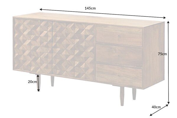 Sideboard Akazienholz Metall 145 cm mit Schubladen MALI