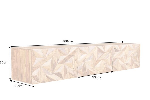 TV Hängeboard Sheesham Holz 160 cm Handarbeit massiv
