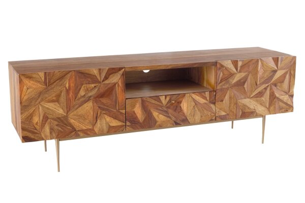 Massives TV Lowboard 160 cm breit Sheesham Holz dekorativ