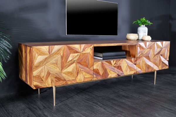 Massives TV Lowboard 160 cm breit Sheesham Holz dekorativ