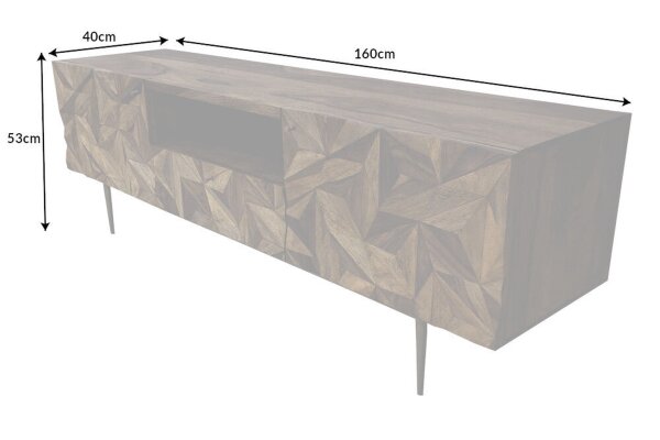 Massives TV Lowboard 160 cm breit Sheesham Holz dekorativ
