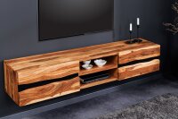 TV Hängeboard Sheesham Holz Metall 160 cm Baumkante