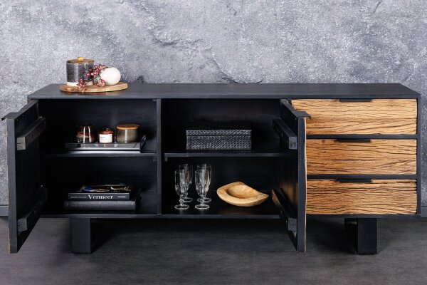 Sideboard Holz Teak Mango Eisen 150 cm breit Kufengestell