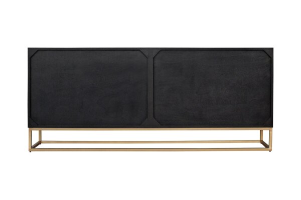 Sideboard Schwarz Gold 177 x 76 cm Ornament Türen Handarbeit