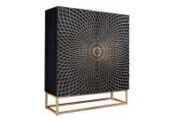 Highboard Schwarz Gold 100 x 120 cm (BxH) Holz Eisen