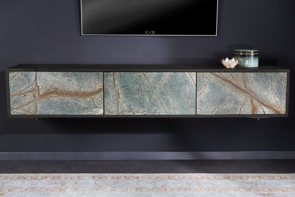 TV Lowboard hängend Steinfurnier Akazienholz 160 cm Unikat
