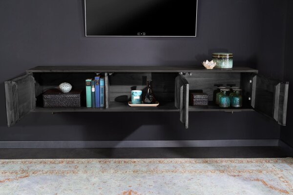 TV Lowboard hängend Steinfurnier Akazienholz 160 cm Unikat