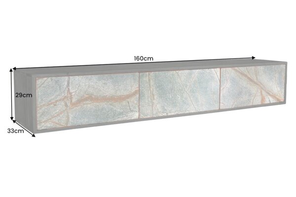 TV Lowboard hängend Steinfurnier Akazienholz 160 cm Unikat