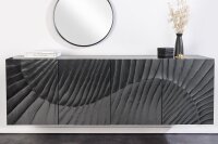 Hängesideboard Schwarz Holz 177 cm breit Handarbeit...