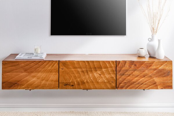 TV Hängeboard Mangoholz 160 cm Handarbeit modernes Design