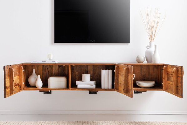 TV Hängeboard Mangoholz 160 cm Handarbeit modernes Design