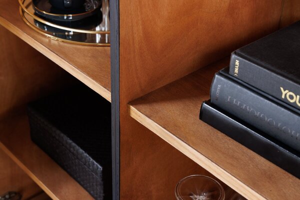 Highboard Schwarz Gold 2 Türen 100 x 120 cm Handarbeit
