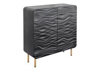 Highboard Schwarz Gold 2 Türen 100 x 120 cm Handarbeit
