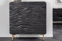 Highboard Schwarz Gold 2 Türen 100 x 120 cm Handarbeit