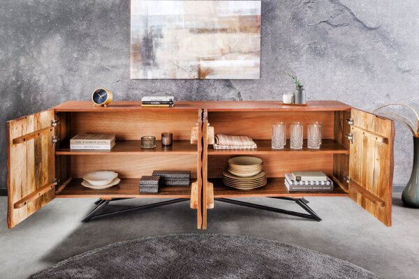 Sideboard Mangoholz Eisen 177 x 75 cm Handarbeit RENNY