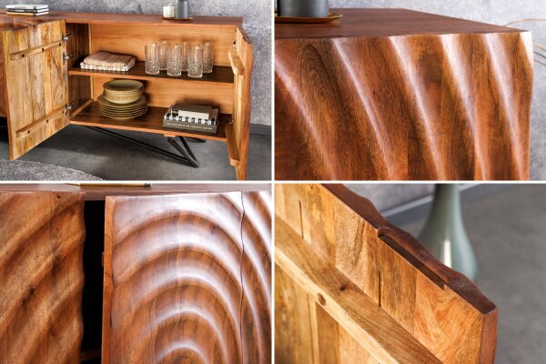 Sideboard Mangoholz Eisen 177 x 75 cm Handarbeit RENNY