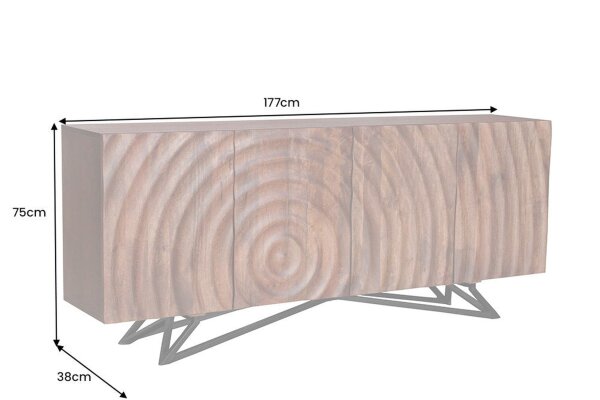Sideboard Mangoholz Eisen 177 x 75 cm Handarbeit RENNY