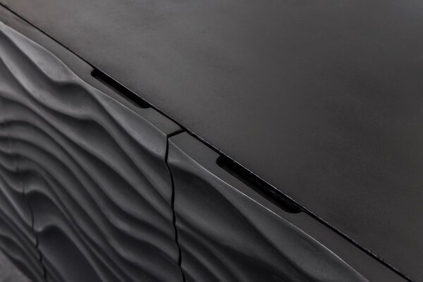 Sideboard 160 cm Holz Metall Schwarz Gold Handarbeit