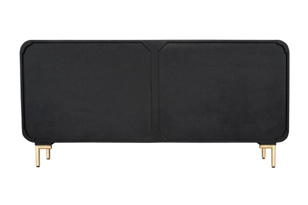 Sideboard 160 cm Holz Metall Schwarz Gold Handarbeit