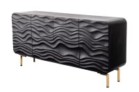 Sideboard 160 cm Holz Metall Schwarz Gold Handarbeit