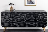 Sideboard 160 cm Holz Metall Schwarz Gold Handarbeit